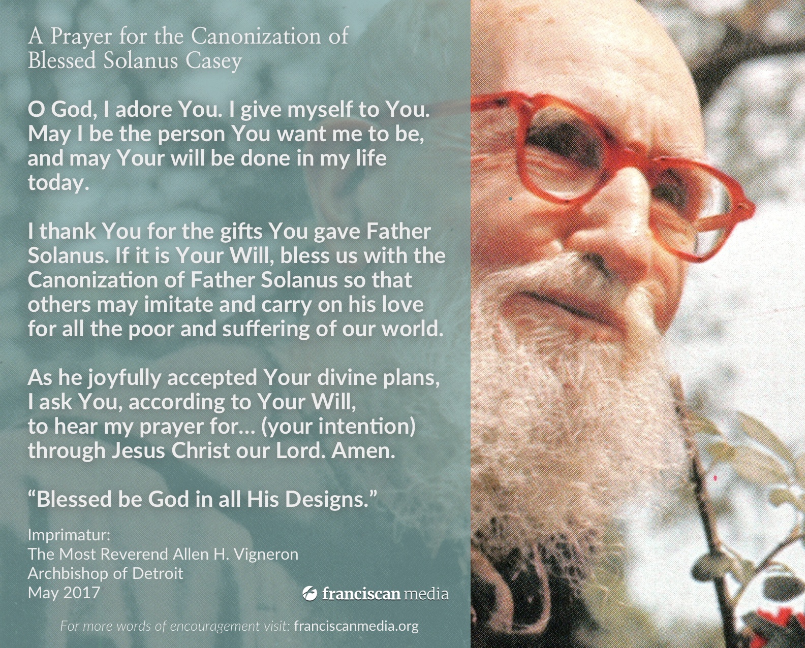father solanus casey prayer card